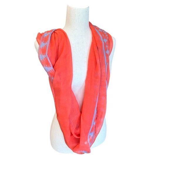 Women's Infinity Scarf Coral/Blue - Picture 1 of 7